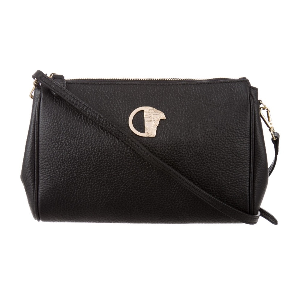 Versace Collection Leather Crossbody Bag, Black